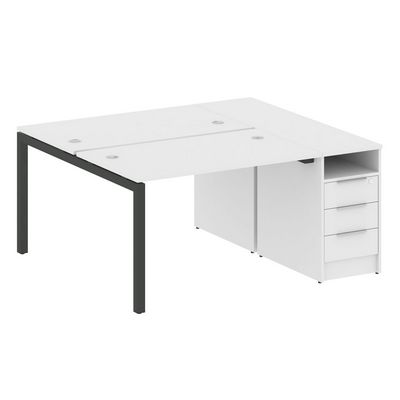 Metal System Quattro 5x5 50БП.РС-СТП-2.2 (Белый/Черный) Рабочая станция на П-образном м/к с опорной тумбой