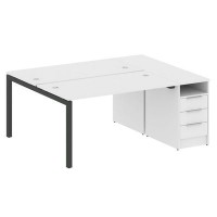 Metal System Quattro 5x5 50БП.РС-СТП-2.3 (Белый/Черный) Рабочая станция на П-образном м/к с опорной тумбой