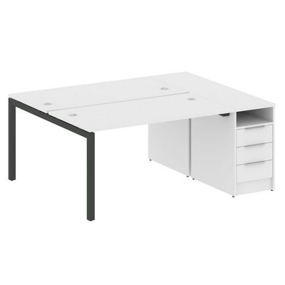 Metal System Quattro 5x5 50БП.РС-СТП-2.3 (Белый/Антрацит) Рабочая станция на П-образном м/к с опорной тумбой