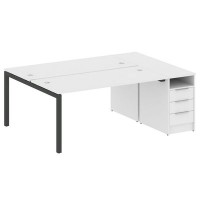 Metal System Quattro 5x5 50БП.РС-СТП-2.4 (Белый/Черный) Рабочая станция на П-образном м/к с опорной тумбой