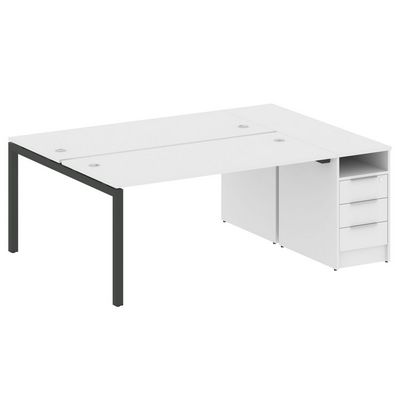 Metal System Quattro 5x5 50БП.РС-СТП-2.4 (Белый/Черный) Рабочая станция на П-образном м/к с опорной тумбой