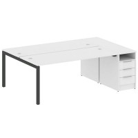 Metal System Quattro 5x5 50БП.РС-СТП-2.5 (Белый/Черный) Рабочая станция на П-образном м/к с опорной тумбой