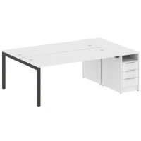 50БП.РС-СТП-2.5 (Белый/Черный) Рабочая станция на П-образном м/к с опорной тумбой