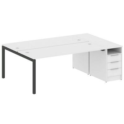 Metal System Quattro 5x5 50БП.РС-СТП-2.5 (Белый/Антрацит) Рабочая станция на П-образном м/к с опорной тумбой