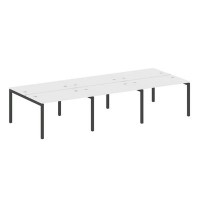 Metal System Quattro 5x5 50БП.СМ-6.2 (Белый/Черный) Рабочая станция на 6 раб.мест на П-образном м/к