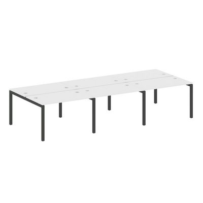 Metal System Quattro 5x5 50БП.СМ-6.2 (Белый/Антрацит) Рабочая станция на 6 раб.мест на П-образном м/к