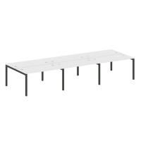 Metal System Quattro 5x5 50БП.СМ-6.3 (Белый/Черный) Рабочая станция на 6 раб.мест на П-образном м/к