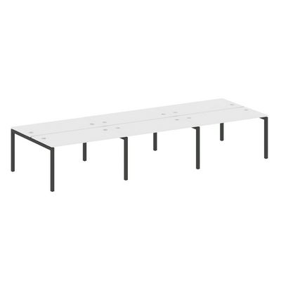 Metal System Quattro 5x5 50БП.СМ-6.3 (Белый/Черный) Рабочая станция на 6 раб.мест на П-образном м/к