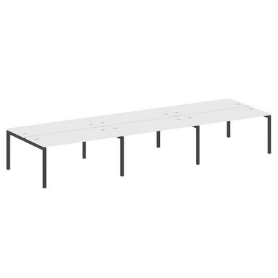 Metal System Quattro 5x5 50БП.СМ-6.4 (Белый/Антрацит) Рабочая станция на 6 раб.мест на П-образном м/к