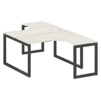 Metal System Quattro 5x5 50БО.РАС-СА-2.3 (Дуб наварра/Черный) Рабочая станция криволинейная на О-образном м/к