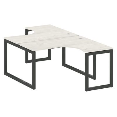 Metal System Quattro 5x5 50БО.РАС-СА-2.3 (Дуб наварра/Черный) Рабочая станция криволинейная на О-образном м/к