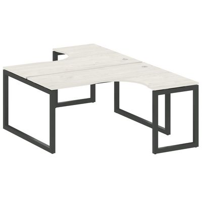 Metal System Quattro 5x5 50БО.РАС-СА-2.4 (Дуб наварра/Антрацит) Рабочая станция криволинейная на О-образном м/к