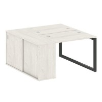 Metal System Quattro 5x5 50БО.РС-СШК-1.1 (Дуб наварра/Черный) Рабочая станция на О-образном м/к с опорным шкафом-купе