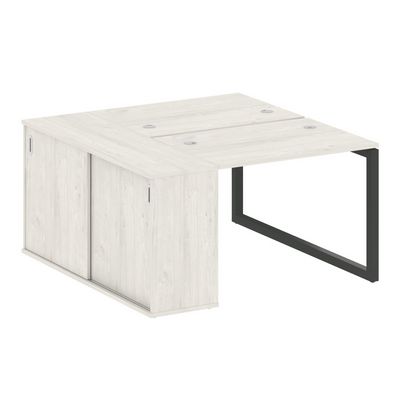 Metal System Quattro 5x5 50БО.РС-СШК-1.1 (Дуб наварра/Антрацит) Рабочая станция на О-образном м/к с опорным шкафом-купе