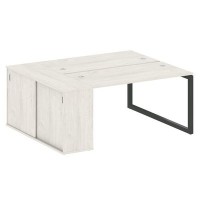 Metal System Quattro 5x5 50БО.РС-СШК-1.3 (Дуб наварра/Черный) Рабочая станция на О-образном м/к с опорным шкафом-купе