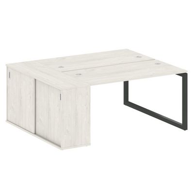 Metal System Quattro 5x5 50БО.РС-СШК-1.3 (Дуб наварра/Черный) Рабочая станция на О-образном м/к с опорным шкафом-купе