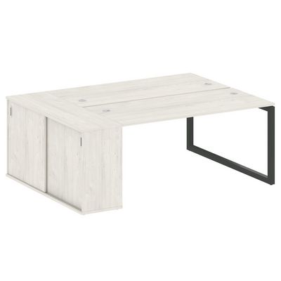 Metal System Quattro 5x5 50БО.РС-СШК-1.4 (Дуб наварра/Антрацит) Рабочая станция на О-образном м/к с опорным шкафом-купе