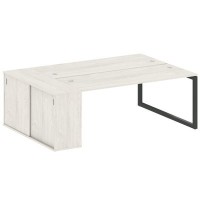 Metal System Quattro 5x5 50БО.РС-СШК-1.5 (Дуб наварра/Черный) Рабочая станция на О-образном м/к с опорным шкафом-купе