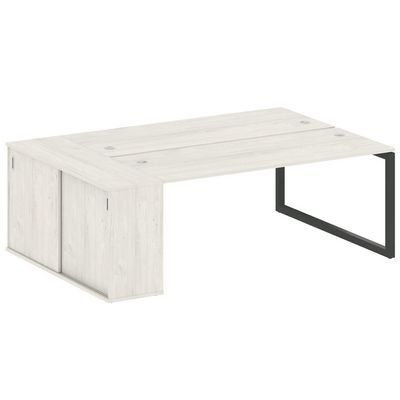 Metal System Quattro 5x5 50БО.РС-СШК-1.5 (Дуб наварра/Черный) Рабочая станция на О-образном м/к с опорным шкафом-купе