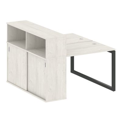 Metal System Quattro 5x5 50БО.РС-СШК-2.1 (Дуб наварра/Антрацит) Рабочая станция на О-образном м/к с опорным шкафом-купе