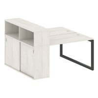 Metal System Quattro 5x5 50БО.РС-СШК-2.2 (Дуб наварра/Черный) Рабочая станция на О-образном м/к с опорным шкафом-купе