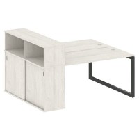 Metal System Quattro 5x5 50БО.РС-СШК-2.3 (Дуб наварра/Черный) Рабочая станция на О-образном м/к с опорным шкафом-купе