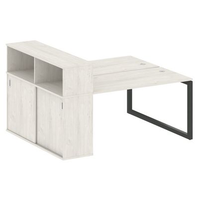 Metal System Quattro 5x5 50БО.РС-СШК-2.3 (Дуб наварра/Черный) Рабочая станция на О-образном м/к с опорным шкафом-купе