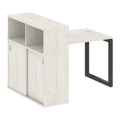 Metal System Quattro 5x5 50БО.РС-СШК-3.1 (Дуб наварра/Антрацит) Стол письменный на О-образном м/к с опорным шкафом-купе