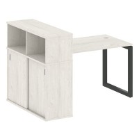 Metal System Quattro 5x5 50БО.РС-СШК-3.2 (Дуб наварра/Черный) Стол письменный на О-образном м/к с опорным шкафом-купе