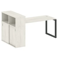 50БО.РС-СШК-3.4 (Дуб наварра/Черный) Стол письменный на О-образном м/к с опорным шкафом-купе