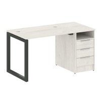 Metal System Quattro 5x5 50БО.РС-СТП-1.1 (Дуб наварра/Антрацит) Рабочая станция на О-образном м/к с опорной тумбой