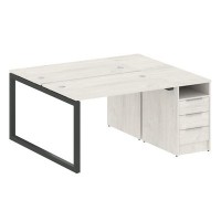 Metal System Quattro 5x5 50БО.РС-СТП-2.2 (Дуб наварра/Черный) Рабочая станция на О-образном м/к с опорной тумбой