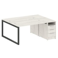 Metal System Quattro 5x5 50БО.РС-СТП-2.3 (Дуб наварра/Черный) Рабочая станция на О-образном м/к с опорной тумбой