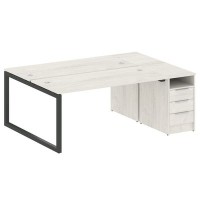 Metal System Quattro 5x5 50БО.РС-СТП-2.4 (Дуб наварра/Черный) Рабочая станция на О-образном м/к с опорной тумбой