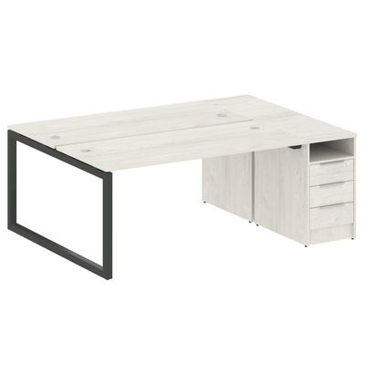 Metal System Quattro 5x5 50БО.РС-СТП-2.4 (Дуб наварра/Черный) Рабочая станция на О-образном м/к с опорной тумбой