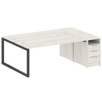 Metal System Quattro 5x5 50БО.РС-СТП-2.5 (Дуб наварра/Черный) Рабочая станция на О-образном м/к с опорной тумбой