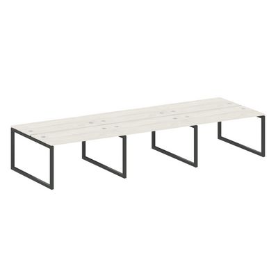 Metal System Quattro 5x5 50БО.СМ-6.3 (Дуб наварра/Черный) Рабочая станция на 6 раб.мест на О-образном м/к