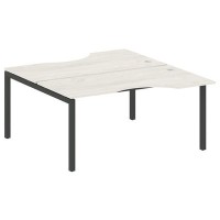 Metal System Quattro 5x5 50БП.РАС-СА-2.1 (Дуб наварра/Черный) Рабочая станция криволинейная на П-образном м/к