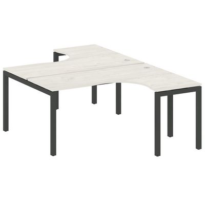 Metal System Quattro 5x5 50БП.РАС-СА-2.4 (Дуб наварра/Черный) Рабочая станция криволинейная на П-образном м/к