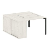 Metal System Quattro 5x5 50БП.РС-СШК-1.1 (Дуб наварра/Черный) Рабочая станция на П-образном м/к с опорным шкафом-купе