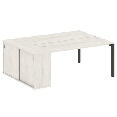 Metal System Quattro 5x5 50БП.РС-СШК-1.4 (Дуб наварра/Антрацит) Рабочая станця на П-образном м/кя с опорным шкафом-купе