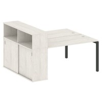 Metal System Quattro 5x5 50БП.РС-СШК-2.3 (Дуб наварра/Черный) Рабочая станция на П-образном м/кс опорным шкафом-купе