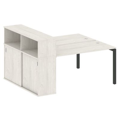 Metal System Quattro 5x5 50БП.РС-СШК-2.3 (Дуб наварра/Черный) Рабочая станция на П-образном м/кс опорным шкафом-купе