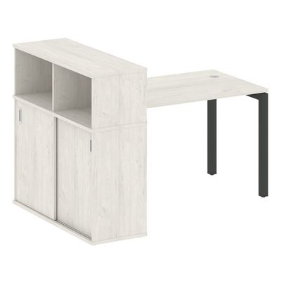 Metal System Quattro 5x5 50БП.РС-СШК-3.2 (Дуб наварра/Черный) Стол письменный на П-образном м/к с опорным шкафом-купе