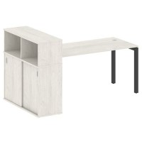 Metal System Quattro 5x5 50БП.РС-СШК-3.4 (Дуб наварра/Черный) Стол письменный на П-образном м/к с опорным шкафом-купе