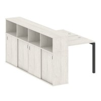 Metal System Quattro 5x5 50БП.РС-СШК-4.1 (Дуб наварра/Черный) Рабочая станция на П-образном м/к с опорным шкафом-купе