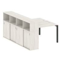 Metal System Quattro 5x5 50БП.РС-СШК-4.2 (Дуб наварра/Черный) Рабочая станция на П-образном м/к с опорным шкафом-купе