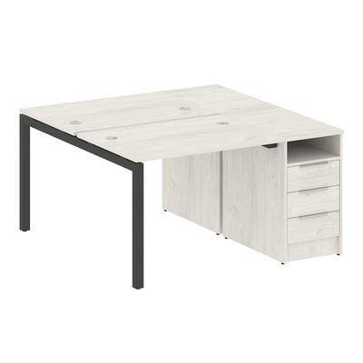 Metal System Quattro 5x5 50БП.РС-СТП-2.1 (Дуб наварра/Антрацит) Рабочая станция на П-образном м/к с опорной тумбой