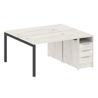 Metal System Quattro 5x5 50БП.РС-СТП-2.2 (Дуб наварра/Черный) Рабочая станция на П-образном м/к с опорной тумбой