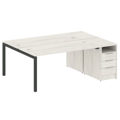 Metal System Quattro 5x5 50БП.РС-СТП-2.4 (Дуб наварра/Антрацит) Рабочая станция на П-образном м/к с опорной тумбой